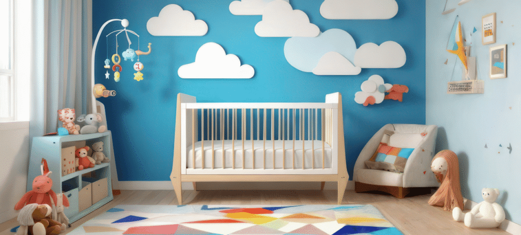 Calm nursery and crib set up to create a comfortable baby nap environment